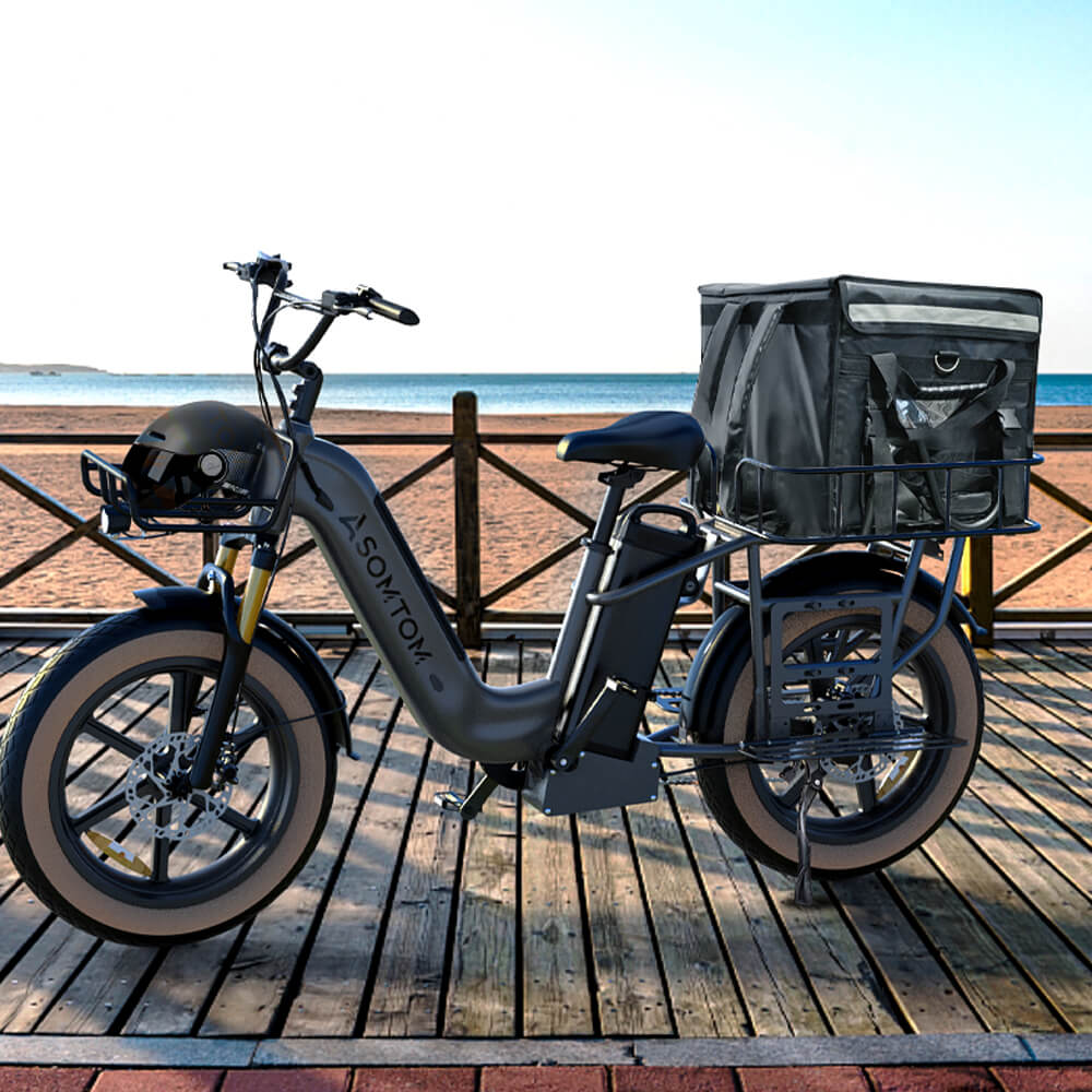3 wheel rickshaw bicycle Nantucket Style Front Wicker Bike Basket by Happy Ebikes making it perfect for extended trips and harsh weather Pedego Electric Bikes | Handlebar